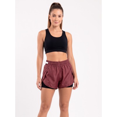 Short Duplo Estilo do Corpo Tactel 80061 - Vinho