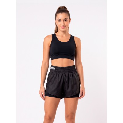 Short Duplo Estilo do Corpo Tactel 80061 - Preto