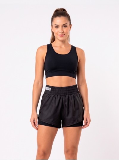 Short Duplo Estilo do Corpo Tactel 80061 - Preto