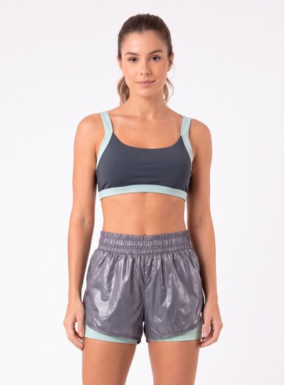 Short Duplo Estilo do Corpo Poly Puff - 80263 Chumbo
