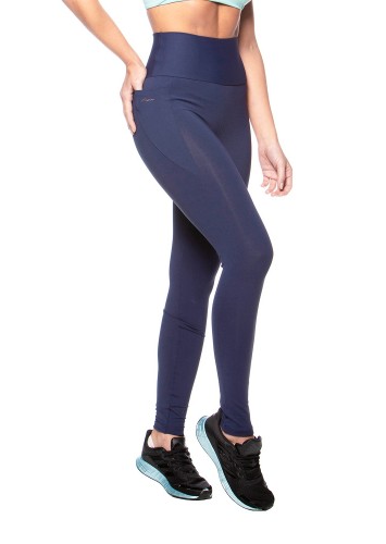 Calça Legging Rolamoça Runmore Emana Cós Alto Com Bolso Azul - 06548-AZ21