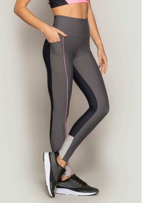 Calça Legging Rolamoça Runmore Cintura Alta Neon Lights Cinza - 06673-CZ25RS08