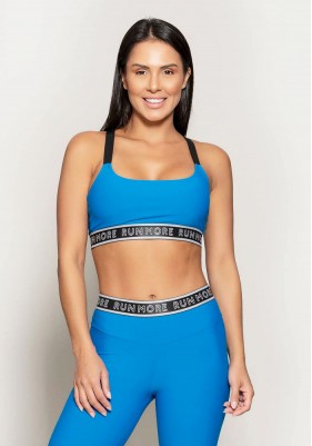 Top Rolamoça Runmore Com Cós de Elástico Compression Azul - 04502-AZ03