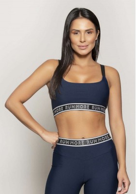 Top Rolamoça Runmore Com Cós de Elástico Compression Azul - 04502-AZ21