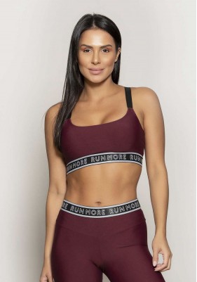 Top Rolamoça Runmore Com Cós de Elástico Compression Bordo - 04502-BD03