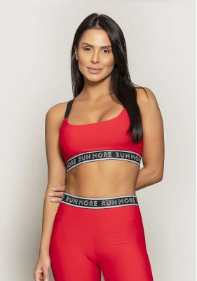 Top Rolamoça Runmore Com Cós de Elástico Compression Vermelho - 04502-VM01