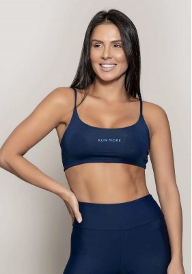 Top Rolamoça Runmore Faixa Com Alças Compression Azul - 04514-AZ21