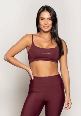 Top Rolamoça Runmore Faixa Com Alças Compression Bordo - 04514-BD03