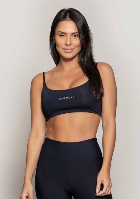 Top Rolamoça Runmore Faixa Com Alças Compression Preto - 04514-PT